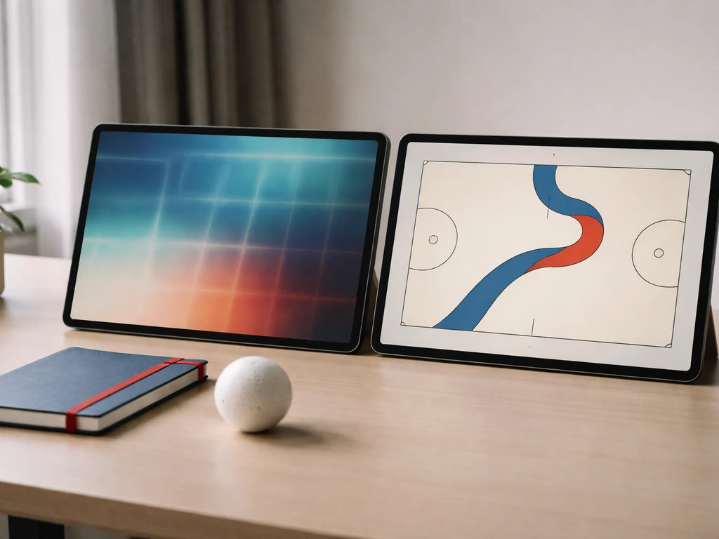 Deux tableaux tactiles anonymes illustrant une comparaison France–Portugal dans un cadre sportif épuré.