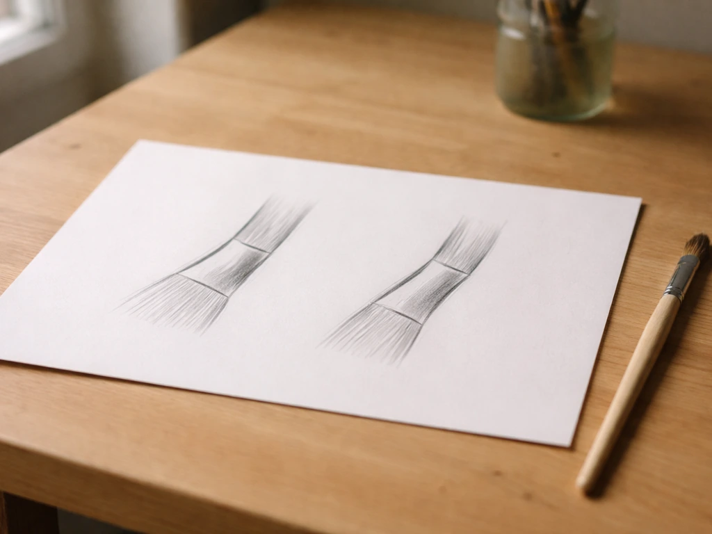 Comparaison visuelle : raccord de manche à palette trop anguleux vs transition progressive, sur un atelier de dessin.