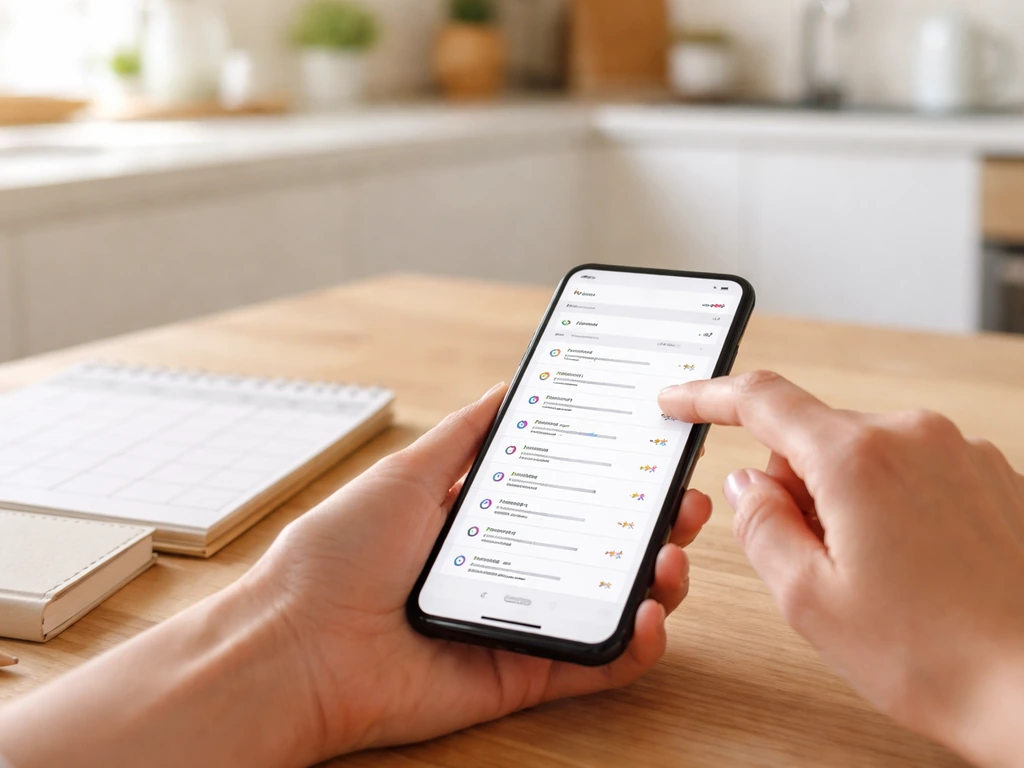 Mains anonymes ajoutant une page web en favori sur smartphone, avec calendrier papier pour retrouver les résultats plus