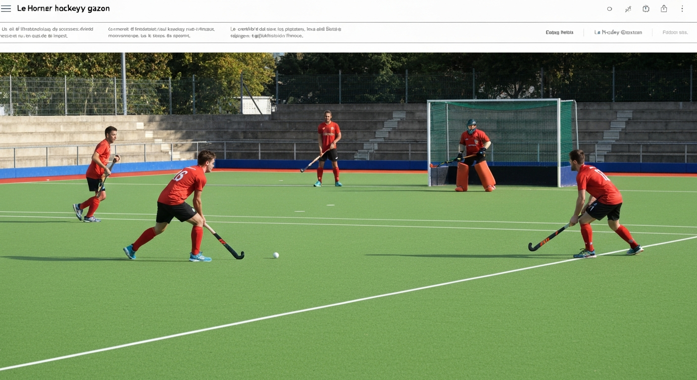 Phase de petit corner : inserteur sur la ligne de fond, stopper à l'entrée du cercle, tireur et défenseurs alignés, image d'action sur terrain de hockey.