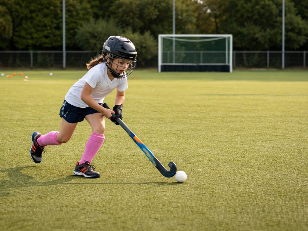 Entraînement de hockey sur gazon à Lambersart, avec des jeunes en action près des buts.