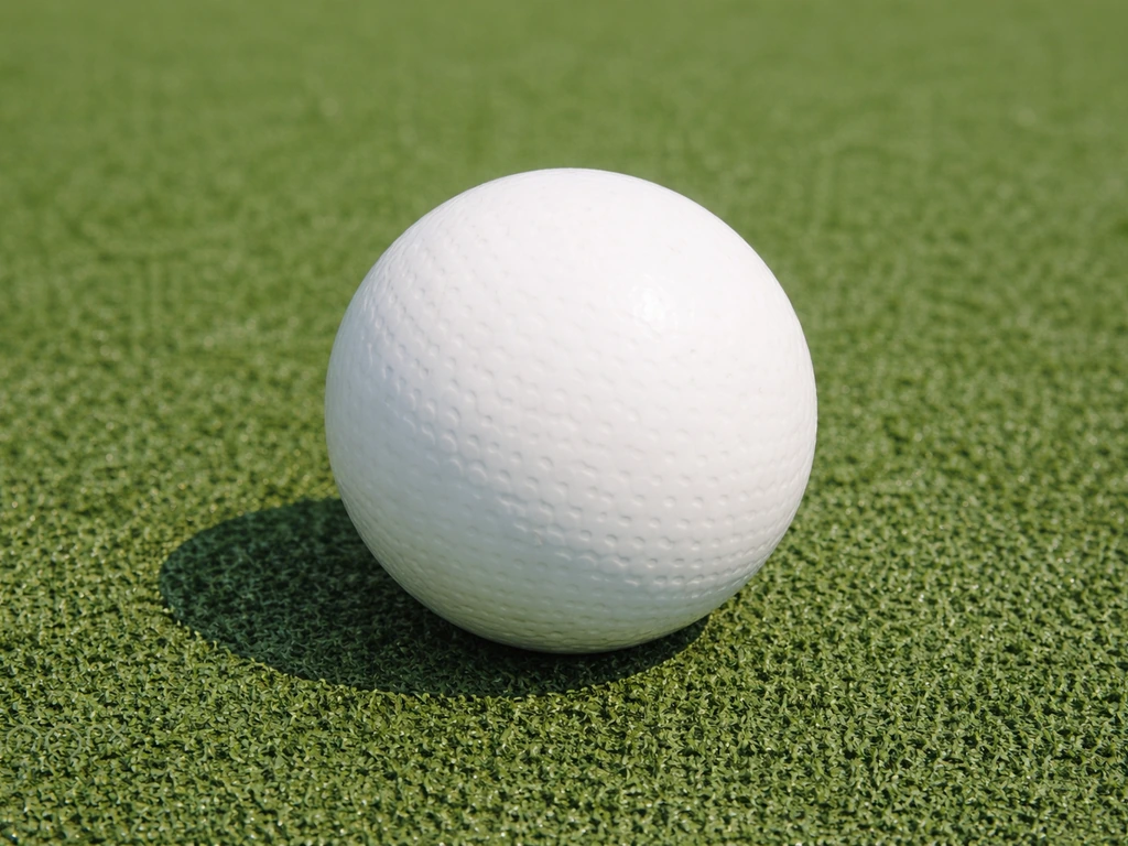 Gros plan d’une balle de hockey sur gazon en bon état, surface lisse, couleur et forme visuellement vérifiables.