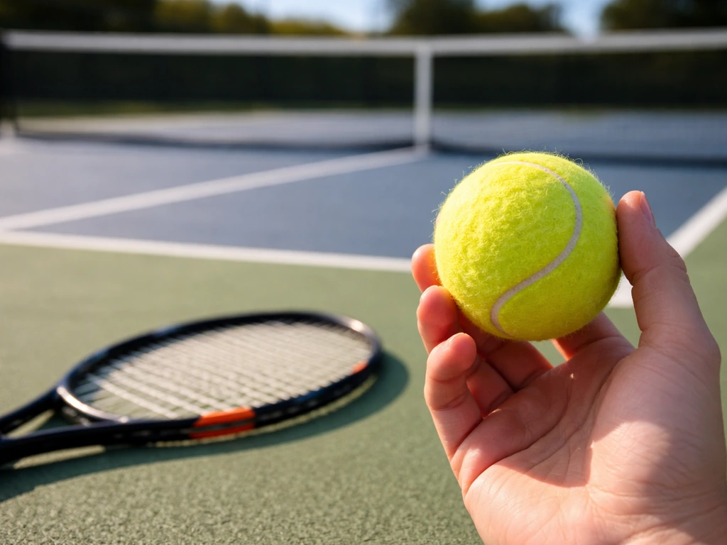 Vue rapprochée d’un ballon de sport et d’une raquette sur un court, ambiance tournoi féminin